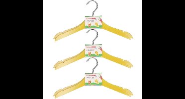 Gele stevige houten kledinghangers voor kinderen 8x stuks