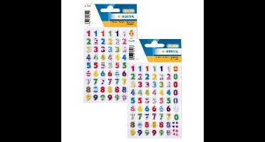 Herma Stickervel nummers 3D - cijfers / getallen - 0 t/m 9 - 2x vellen - gekleurd - 8 mm