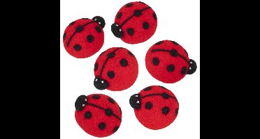 HI drogerballen/wasbollen - 6x stuks - lieveheersbeestjes - voor zachte/kreukvrije was