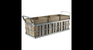 Horeca bestekbak/bestekhouder - 32 x 10 x 24 cm - 3 vakken - opberg accessoires - BBQ/Feestje