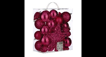 House of Seasons Kerstballen en Ornamenten - 39x - roze mix