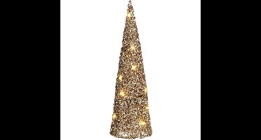 House of Seasons LED kegel kerstboom lamp - champagne - 15 leds - H40 cm -kerstverlichting