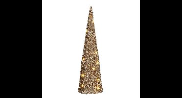 House of Seasons LED kegel kerstboom lamp - champagne - 20 leds - H50 cm -kerstverlichting