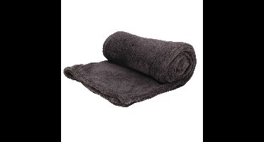 H&S Collection Fleece deken - polyester - 125 x 150 cm - antraciet