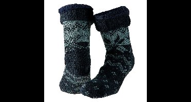Huissokken/slofsokken Nordic print - blauw - heren - fleece gevoerd - maat 42-47 - extra warm