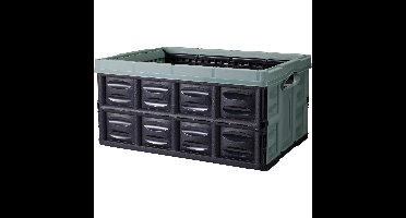 Inklapbare boodschappenkrat - opbergkrat - zwart/groen - 53 x 40 x 26 cm - vouwkrat - 45 liter