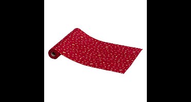 Kerst stof/tafelloper - rood - 300 x 28 cm - polyester - tafelversiering - kerstdiner