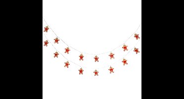 kerst thema lichtsnoer - 2x - peperkoek mannetjes - 135 cm - 10 LED lampjes?-?batterij