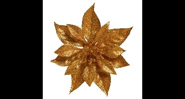 Kerstboomversiering bloem - op clip - koper - kerstster - 18 cm