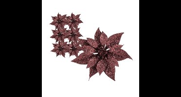 Kerstboomversiering Kerstster - 6x stuks - 18 cm - donkerrood - op clip - ornament - ster