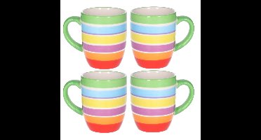 Koffiemokken Curacao - 6x stuks - Keramiek - multi kleuren - 300 ml - 8 x 11 cm - groen