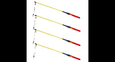 Lampionstokjes - 6x - rood/blauw/geel - met lichtje - 50 cm