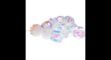 LED lichtsnoeren - 2x - 10 led bolletjes - iriserend/parelmoer - 165 cm - warm wit - batterijen