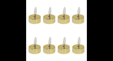 LED theelichtjes - 8x stuks - goud - glans - 5,5 cm - waxinelichtjes - led kaarsen
