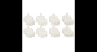 LED theelichtjes/waxinelichtjes - 16x stuks - wit - glitter en glans