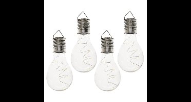 Lumineo hanglamp bolletje - 8x - solar/led - H14 cm - transparant - kunststof - tuin/buitenverlichti