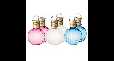 Lumineo tuin feestlampjes - solar - 12x stuks - gekleurd - 11 cm - aan haak