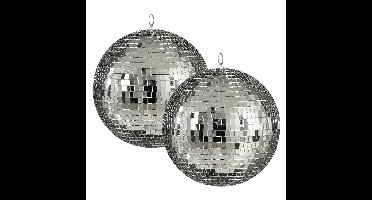 Mega discobal kerstballen - 2x - zilver - 25 cm - foam - spiegelbol - kerstversiering