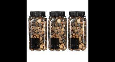 Mica Decorations decoratie stenen - 3x - 650ml - donkerbruin mix - hobby steentjes