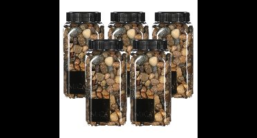 Mica Decorations decoratie stenen - 5x - 650ml - donkerbruin mix - hobby steentjes