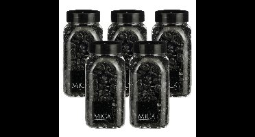 Mica Decorations decoratie stenen - 5x - 650ml - zwart mix - hobby steentjes