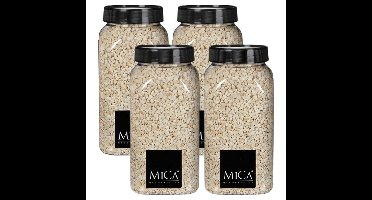 Mica Decorations decoratie stenen/granulaat - 4x - 650ml - creme - hobby steentjes