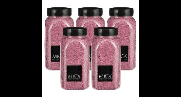 Mica Decorations decoratie zand - 5x - 650ml - roze - hobby zandkorrels - sierzand