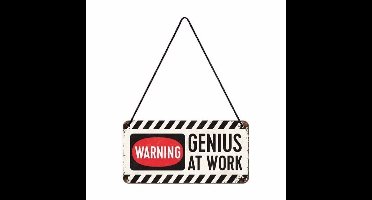 Nostalgic Art wandbord/muurplaatje - metaal -?Warning genius at work?- 20 x 10 cm - Mancave