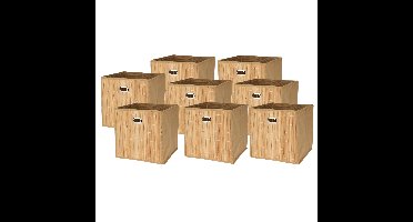 Opbergmand/kastmand - 8x - naturel - bamboe/kunststof - 28 liter - 31 x 31 x 31 cm - opvouwbaar