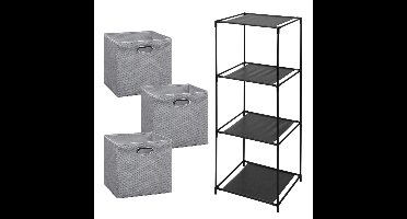 Opbergrek 3-laags Smartrack - 3x mandjes polyester - licht grijs - 34 x 104 cm