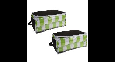 Opbergtas/beschermhoes beddengoed/kleding - 2x stuks - zwart - 45 x 30 x 20 cm