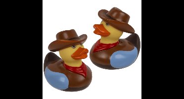 Out of the Blue Badeend Cowboy - 2x stuks - geel / bruin - badspeelgoed