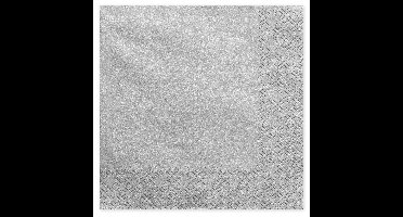 Partydeco Tafel servetten - 60x - papier - zilver - 33 cm - diner/lunch/verjaardag