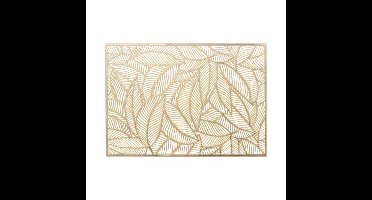 Placemat Nissa - 10x - goud blad motief - 30 x 45 cm - onderlegger