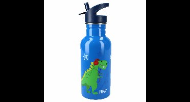 Pret Dino Drinkfles - blauw - RVS - 500 ml - met drinktuit