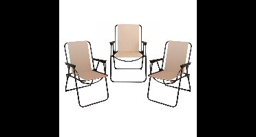 Redcliffs Stoel unica - 3x - beige - voor kinderen - 75 x 38 cm - metaal/polyester - camping / tuin