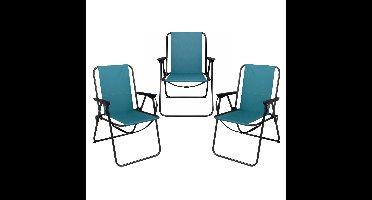 Redcliffs Stoel unica - 3x - blauw - voor kinderen - 75 x 38 cm - metaal/polyester - camping / tuin
