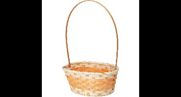 Rieten mandje met hengsel - oranje - 20 x 38 cm - Opbergen - Paaseieren mandje