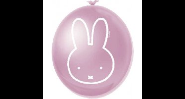 Roze Nijntje ballonnen - 12x stuks - Kinderfeestje decoratie - Babyshower geboorte thema meisje