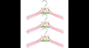 Roze stevige houten kledinghangers voor kinderen 8x stuks