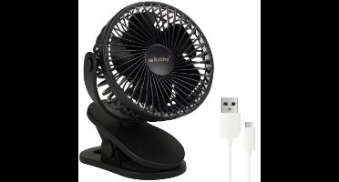 Ruhhy draadloze ventilator - zwart - usb oplaadbaar - bureauventilator - zomer - draadloos