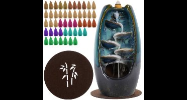 Ruhhy geurbrander - L20 cm - keramiek - waterval - wierookhouder - incl 55 wierook kegels