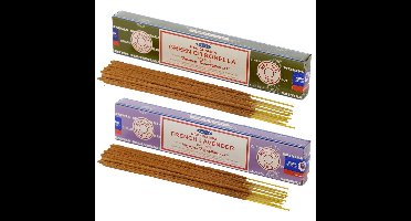 Satya Wierook cadeaus set - 2x geurstokjes - Citronella en Lavendel geur - Meditatie