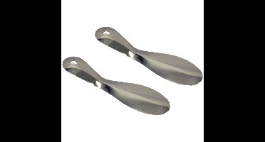 Schoenlepel - 2x - metaal - zilver - 18 cm - met ophanggaatje - instaphulp