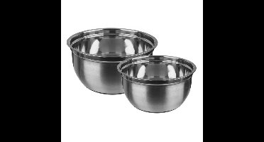 Secret de Gourmet beslagkommen / mengkommen - Set 2x stuks - RVS - 4,5L/1L - Met antislip