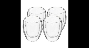 Secret de Gourmet Espressokopjes - 8x stuks - dubbelwandig glas - 70 ml - ristretto kopjes