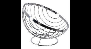 Secret de Gourmet Fruitschaal / fruitmand - op voet - metaal - 24 x 21 cm - zilver - Draadmand