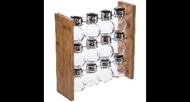 Secret de Gourmet Kruidenrekje - met 12 kruidenpotjes - van bamboe - 29 x 29 cm
