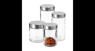 Secret de Gourmet - Set van 8x keuken voorraadbussen - potten - glas - RVS deksel - 4 formaten