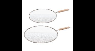 Secret de Gourmet Spatdeksels - 2x - RVS - universeel 25 en 28 cm - afgietdeksel
